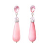 Drop Silver Earrings with Rose-Colored Stones and Pear Stud Posts